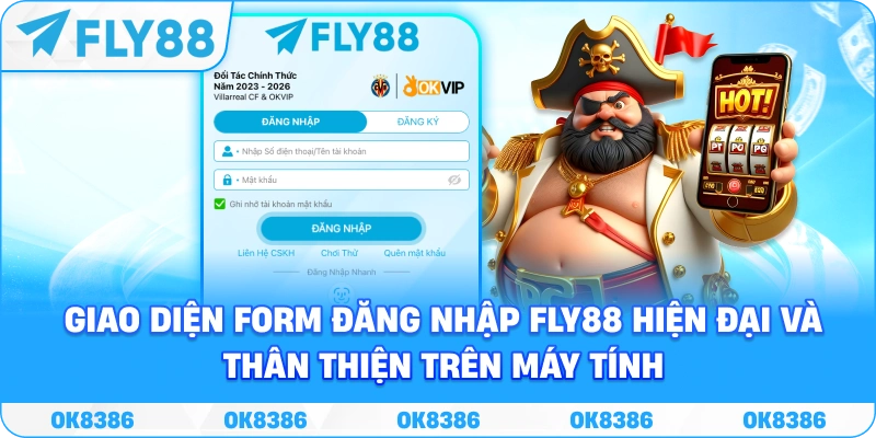 Giao diện form đăng nhập FLY88 trên máy tính